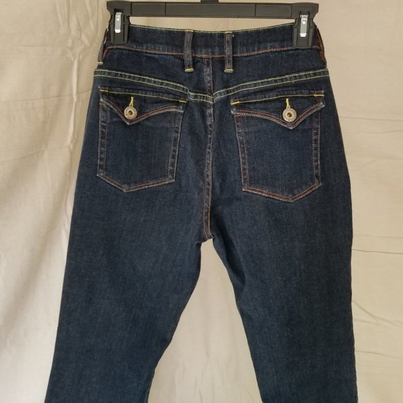 TINT Low rise Dark Blue Denim Jeans w/Gold Stitch sz 4 - Picture 8 of 16